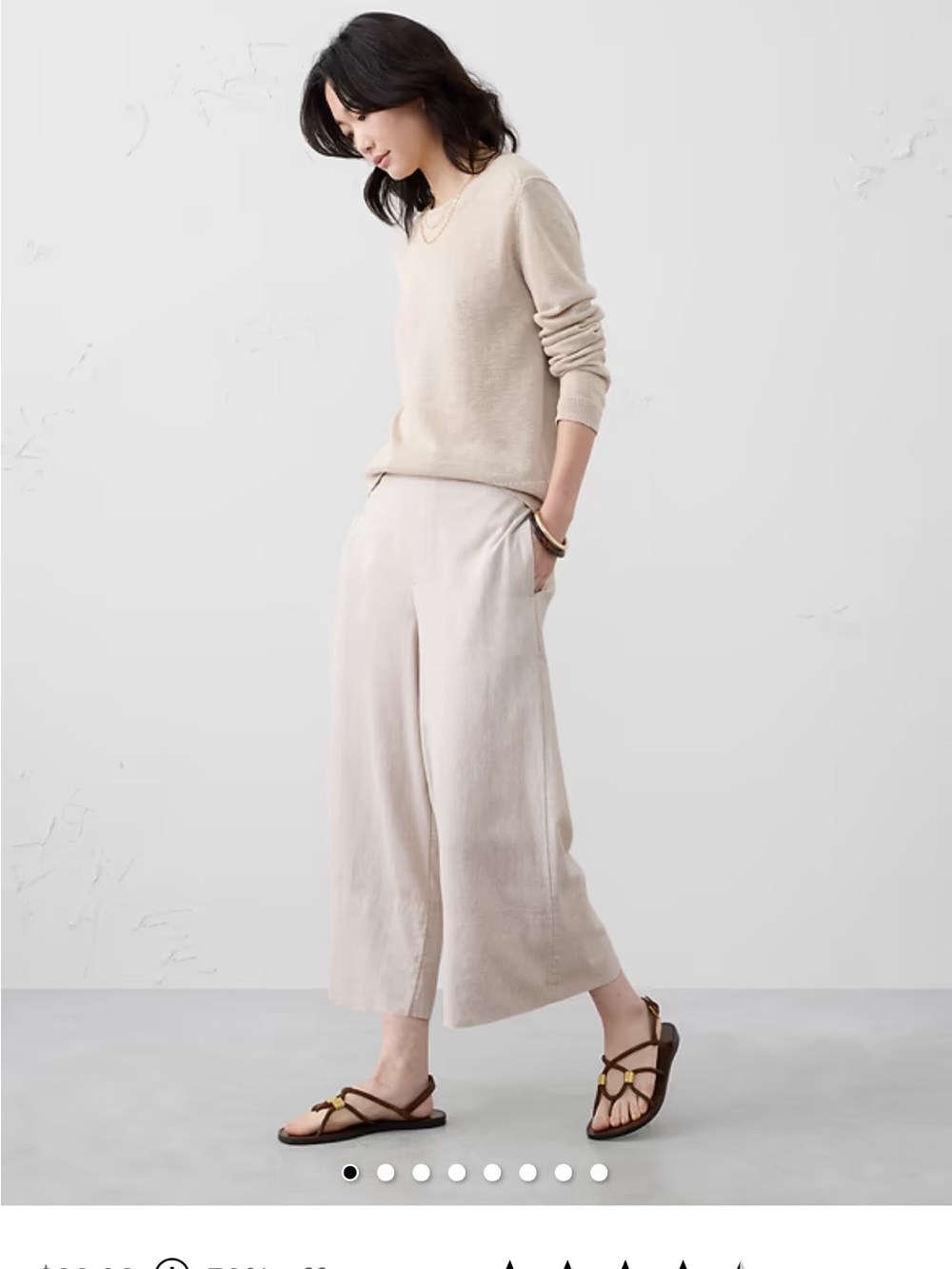 NWT Women's Wide-Leg Linen Blend Wide Leg Pants-Navy Blue M Long